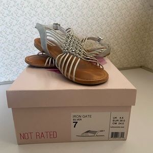 Not Rated Silver Sandal Size 7